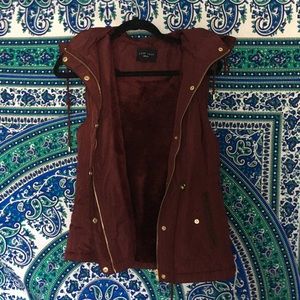 red quilted vest w hood